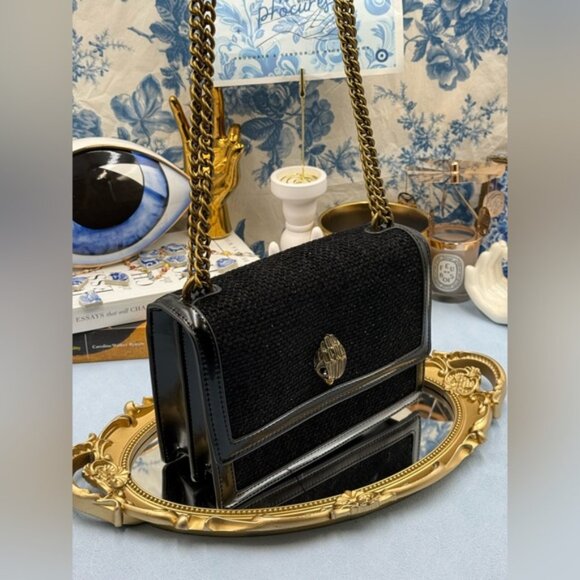 🆕 KURT GEIGER LONDON 🧿 NWOT Black Tweed Shoreditch Crossbody Bag - Picture 4 of 16